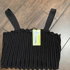 Black Knit Crop Top
